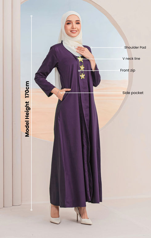 Rubi Jubah Kebarung Klasik | Dark Purple